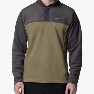 Columbia Men’s Mountain Pullover Half Snap Fleece Jacket Gray Stone Green XXL